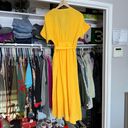 Marine layer Valencia gold yellow shirt sleeve midi wrap sundress M Photo 4