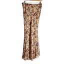 Polo  Ralph Lauren Brown Cream Floral Print Chiffon High Waist Midi Skirt Size 4 Photo 2