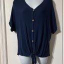 Brenda’s  Blue Knotted Button Down Shirt Women Size Small Photo 1