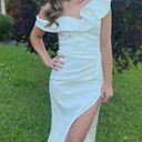 White one shoulder off & runched Dress Size XS Photo 2