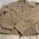 Chico's  Leather Jacket excellent condition with front zipper tan color Photo 13