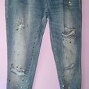 Driftwood  Beau Skinny Jeans Size 26 Pearl Studded Light Wash Distressed Photo 2