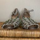 Anthropologie  Faryl Robin Gray Suede Wedges with Jeweled Open Toes Size 8 Photo 1