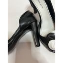 Anne Klein  black 3 1/2" heel pumps with white flower trim Excellent  D'Orsay Photo 4