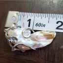 18 Karat White Gold Plated Mother of Pearl Pendant Silver Photo 3