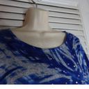 kim rogers  Woman blue embellished 3/4 ruched sleeve top 1X silver Photo 3