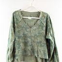 Pilcro  Reworked Popover V-Neck 100% Cotton Sweatshirt Green Camo Print Medium Photo 4