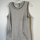 Loft  Sleeveless Textured Shift Dress w Pockets Ecru & Black Small Photo 3