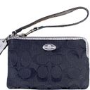 Coach Black Monogram Wristlet Black & Silver Photo 0