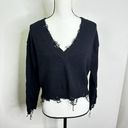 Wild Honey NEW  Dylan women's black V neck sweater w/distressed hems S oversized Photo 1