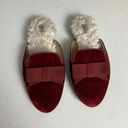 Birdies - The Phoebe Faux Fur Red Velvet Bow Tie Slip On Sandal Photo 1