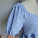 English Factory Nordstrom,  New Blue Gingham Peplum Puff Sleeve Top Size Small Photo 6