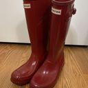 Hunter  Red Tall Rubber Glossy Rain boots winter boots size US 6 women Photo 1