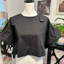 Nasty Gal Nwt  Sleeve it With Me Black Cropped Ruffle Blouse Size 8 Photo 1