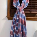 Anthropologie NWT $180  Blue Motif Deep-V Pullover Midi w/ Pockets Dress L Photo 3