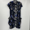 City Chic  Floral Print Dress Fit & Flare Full Zipper Front V Neck Black Blue 18 Photo 4