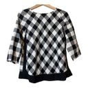 J.Jill  Love Linen 3/4 Soeeve Black Gingham Blouse Top Shirt XS Photo 0