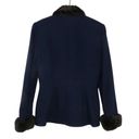 Vintage Blue Noviello 1990s  Blazer Jacket with Fur Collar Formal Twee Small Photo 4