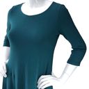 Eileen Fisher  Size XS Fit and Flare Dress Teal Jersey Knit Stretch 3/4 Sleeve Photo 2