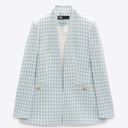 ZARA houndstooth lapelless blazer Photo 1