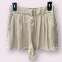 ZARA  High Waisted Satin Effect  Pleated Shorts in Off White - size small Photo 1