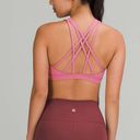 Lululemon Free To Be Serene Sports Bra Size 4 Pink Blossom Gold Logo Photo 1