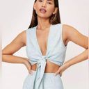 Nasty Gal NWT  Plisse Tie Front Top Mint Photo 0