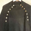 NWOT GILI Black Sweater Poncho Cape Womens Mock Neck Button Detail Size 2X Photo 1