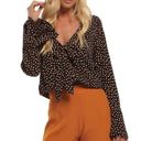 Lucy Love  Tiny Tulip Black Flower Print Long Sleeve Top Size Large Shirt Photo 0