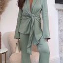 ZARA NWT  GREEN KNOTTED SATIN EFFECT BLAZER 7668/527. Size large. Photo 0