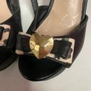 Betsey Johnson Betseyville by  Leopard Bow Gold Heart Black Heels Photo 2