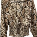 idem Ditto  Faux Snakeskin Cropped Long Sleeve Wrap Style Smock Cutout Blouse Photo 1