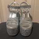 Bamboo Platform Silver Sparkly Heels Photo 1