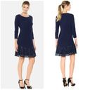 Tiana B  Navy Lace/Sequin Flounce Hem Stretch Jersey Drop Waist A-line Dress Navy Photo 2