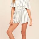 Lulus Lulu’s See Ya There White Print Off-the-Shoulder Romper Photo 0