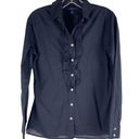 Lands'End  Ruffle Button Down Shirt Long Sleeve Black Work Size XS Photo 0