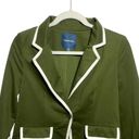 Modcloth  Womens Sz M Hunter Green Contrast White Trim Blazer Single Button Photo 1