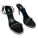 DKNY Black Leather Studded Stiletto Heel Minimalist Ankle Strap Sandal  Dacia Photo 1