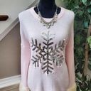 Holiday Time  Women Pink Acrylic Round Neck Long Sleeve Pullover Knit Sweater XL Photo 0