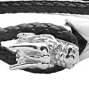 The Row Steeltime  Dragon Double Braided Leather Bracelet  Black Silver  Unisex Photo 1