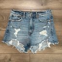 Abercrombie & Fitch  High Rise Mom Distressed Blue Jean Shorts Size 27 Photo 0