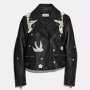 Coach  Lace Embroidered Leather Jacket Photo 3