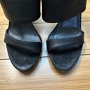 ALLSAINTS  Spitalfield Womens 36 US 5.5 Black Wood Wedge Heel Shoe Sandal Leather Photo 9