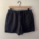 st. john's bay Black Linen Shorts Drawstring Elastic Waist Size Medium Loose Fit Pockets Photo 1