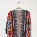 Angie [] Dove Gray Floral Print Flowy Open Front Kimono Cover-Up Boho Top Large L Photo 7