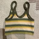 Out From Under Urban Outfitters Green and Yellow Striped Cropped Tank Top Photo 1