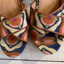 Fossil  size 6 wood heel brown floral sandals shoes Photo 3