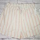 Abound  Womens Size Medium Ivory Coral Nancy Stripe Pull On Pocket Shorts Photo 0