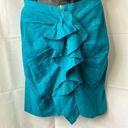 ZARA  Women’s Teal Linen Ruffle Midi Skirt Size Small Photo 6