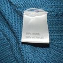 Krass&co Hekla &  Italy Womens Cowl Neck Chunky Cable Knit Wool Blend Sweater SZ L Blue Photo 4